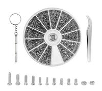 Coffret de 1000 pcs Assortiment Vis écrous Kit de Réparation de Lunettes Petites Vis et écrous avec Tournevis et Pince à épiler Outils de Réparation de Vis pour Lunettes de Soleil et Montres