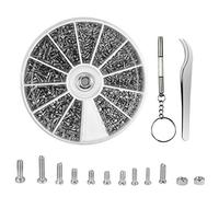 Coffret de 1000 pcs Assortiment Vis écrous Kit de Réparation de Lunettes Petites Vis et écrous avec Tournevis et Pince à épiler Outils de Réparation de Vis pour Lunettes de Soleil et Montres