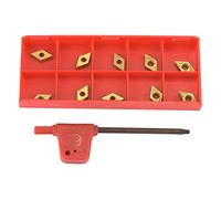 Coffret de 10pcs Lames Inserts Rotatifs CNC, Lot de 10 Outils de Tournage, Inserts CNC, Lame d'insert en carbure DCMT070204 US735 DCMT21.51 en carbure de tungstène avec clé, pour Tours, Fraiseuses