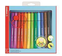 Coffret de 12 Feutres de coloriage Cappi - STABILO - Forme tube - Encre lavable - Capuchon ventilé