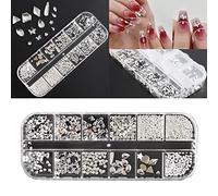 Coffret De 12 Grilles À Plat Et Combinaison Diamants Ronds Pour Accessoires Nail Art À Faire Soi-même Kit Pour Nail Art Flatback Crystals