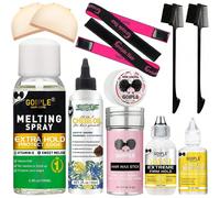 Coffret de 12 pièces avec spray fondant pour dentelle imperméable de 100 ml et huile Chebe pour perruques sans colle, comprenant un spray fondant et fixant pour dentelle, de la colle pour perruque, un