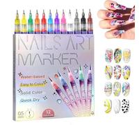 Coffret de 12 stylos nail art, nouveauté 2025 : stylo gel nail art, stylo vernis 3D, pinceau graffiti, pour la peinture, le pointillage et les loisirs créatifs