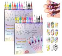 Coffret de 12 stylos nail art, nouveauté 2025 : stylo gel nail art, stylo vernis 3D, pinceau graffiti, pour la peinture, le pointillage et les loisirs créatifs