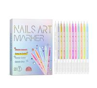 Coffret de 12 stylos nail art, stylos de vernis à ongles waterproof à séchage rapide pour manucures maison, stylos à double usage (pointe fine et pointe liner) (0.5mm nib)