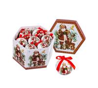 Coffret de 14 boules de Noël - Père Noël rétro - Rouge - 7,5 cm - Mixte - Adulte