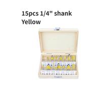 Coffret de 15 fraises défonceuse en carbure de tungstène, tige 1/4"" (6,35 mm) Pour coupe, rainurage, mortaisage et sculpture sur b