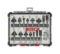 Bosch Professional 15 pièces Kit de Fraises Mixtes (pour bois, Ø 6 mm Queue, Accessoires de Fraises d'Encastrement)