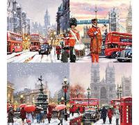 Coffret de 16 cartes de Noël avec enveloppes - 4 superbes illustrations de Londres - MED5734