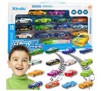 Coffret de 16 voitures colorées Metal Springs pour enfants, échelle 1:64