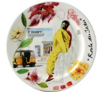 Coffret de 2 assiettes à mignardises en faïence Route des indes