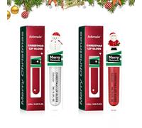 Coffret de 2 gloss à lèvres : hydratant, brillant, effet repulpant, waterproof, longue tenue, brillance intense. Idée cadeau de Noël pour femmes et jeunes filles.