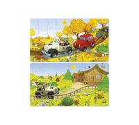 Coffret De 2 Puzzles Enfant Progressifs 24 et 36 Pieces Jack Se promene Avec Son Chien Et Sa Voiture A La