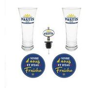 STC - Coffret de 2 verres à pastis Modèle Bleu - Verres en verre, dessous de verre en liège