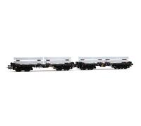 Coffret 2 wagons plats Rmms 4 essieux, chargés de blocs d'aluminium, DB, Ep. IV