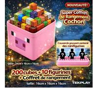 coffret de 200 cubes blocs construction aimantés style MINECRAFT - TEKPLAY - Jouet enfant