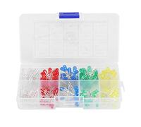 Walfront Coffret de 200pcs 3mm 5mm LED Diodes Électroluminescentes Assortiment 5 Couleurs Rouge Jaune Blanc Vert Bleu