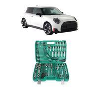 Coffret de 216 douilles à impact, clés à cliquet 1/2", 1/4" et 3/8", 72 dents, compatible avec BMW MINI Cooper JCW (toutes années), outils d'entretien automobile, coffret à outils en plastique