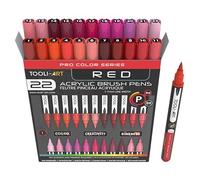 Coffret de 22 marqueurs acryliques à pointe pinceau flexible, trait de 1 à 7 mm, pour peinture sur pierre, lettrage au pinceau, verre, mugs, bois, métal, toile, tissu et plastique. Réseau assorti.