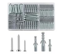 Coffret de 230 vis et chevilles: 115 chevilles à impact et vis for plaques de plâtre (M3,5-M8) for maçonnerie et murs en béton