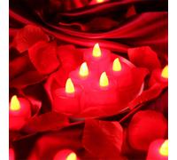 Coffret de 24 bougies LED sans flamme pour la Saint-Valentin, idéal pour une soirée romantique avec 2 000 pétales de rose artificiels.
