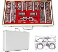 Coffret de 266 lentilles d'essai optiques dans un étui en aluminium, plage de 0,12 à 6,00 DS pour l'optométrie, kit complet pour examens de la vue, tests de myopie, d'hypermétropie