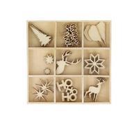 Coffret de 27 mini décorations en bois de Noël Beige G