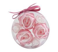 Coffret de 3 camélias et 3 roses de savon rose - Parfum Rose