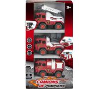 Coffret de 3 camions de Pompier- Rouge et Blanc.