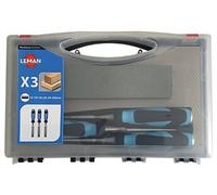 Coffret de 3 ciseaux à bois à manche bi-matière + 1pierre ISOCELE 780.500.03