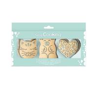 Coffret de 3 découpoirs et embosseurs bois - SCRAPCOOKING - Chat/ourson et cœur