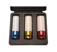 Coffret de 3 douilles écrous de roue avec protection longueur 85 mm empreinte 1/2