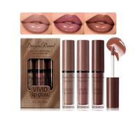 Coffret De 3 Gloss Pour Femmes, Rouge à Lèvres Liquide Hydratant- | Gloss Hydratant Naturel Effet Miroir, Teinte Rose Nude Brillante, Maquillage Pour Les Lèvres Effet Repulpant, Cadeau De Fête