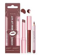 Coffret de 3 pièces comprenant un crayon à lèvres et un rouge à lèvres - Crayon à lèvres crémeux, rouge à lèvres mat et gloss hydratant - Pour des lèvres plus pulpeuses (#3 Brun rougeâtre)