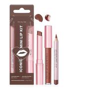 Coffret de 3 pièces comprenant un crayon à lèvres et un rouge à lèvres - Crayon à lèvres crémeux, rouge à lèvres mat et gloss hydratant - Pour des lèvres plus pulpeuses (#4 Brun nude)