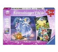 Coffret de 3 puzzles de 49 pieces disney - cendrillon ariel la petite sirene cendrillon - puzzle ravensburger G