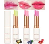 Coffret de 3 rouges à lèvres gelée, baume à lèvres à couleur changeante Avocat, Raisin et Myrtille, soin hydratant longue tenue pour les lèvres (Colour, New 3PCSB)