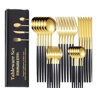 Coffret de 30 pièces de couverts en acier inoxydable avec boîte, fourchettes et cuillères à la portugaise, set de vaisselle de style occidental, convient pour la maison, la cuisine, le restaurant, l'h