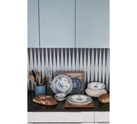 Coffret de 4 assiettes extra m monogramme depareillees bleu