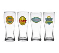 Coffret de 4 chopes à bières 50 cl décorées Table passion