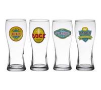 Coffret de 4 chopes à bières 50 cl décorées - Table Passion - Transparent - Verre G
