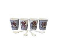 Coffret de 4 Gobelets Expresso en céramique Blanche rayée