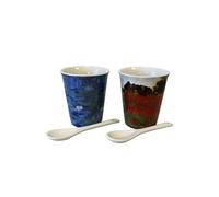 ENESCO Coffret de 4 Gobelets Expresso en céramique Claude Monet - Dimensions de la tasse : Hauteur 8.7 cm - Diamètre 8 cm BLEU