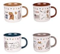 Coffret de 4 mugs Chat 35 cl - Table Passion - Blanc - Porcelaine Blanc G
