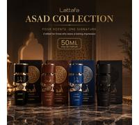 Coffret de 4 parfums Lattafa Yara Asad de 50 ml chacun en couleurs marron, bleu et noir - Cadeau pour les vacances, la fête des mères, l'anniversaire Verre