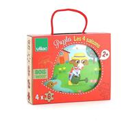 Vilac Coffret 4 puzzles en bois « Les 4 Saisons » – Jeu de logique, apprentissage saisons et couleurs