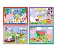 Coffret de 4 puzzles enfant peppa le cochon 12 - 16 - 20 - 24 pieces au pique-nique - a la mer - au parc - peppa pig - enfant et 1 carte offerte