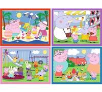 Coffret de 4 Puzzles Enfant Peppa Le Cochon 12-16 - 20-24 Pieces au Pique-Nique - a la mer - au Parc - Set Puzzle Enfant et 1 Carte Offerte