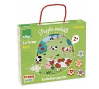 Coffret de 4 Puzzles Évolutifs sur le Thème de la Ferme