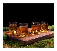 Coffret de 4 shooters 6.5 cl - Verres Cristallin de qualité supérieure soufflés artisanalement avec les montagnes en relief | Forme Tulipe | TOPOGRAPHIC (Everest, Mont Blanc, Pic du Midi & Matterhorn)